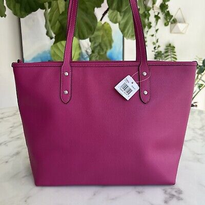 NWT Coach City Zip Tote in Crossgrain Leather Cerise Hot NWT Coach City Zip Tote in Crossgrain Leather Cerise Hot