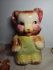 Vintage 1950's American Bisque Pottery Teddy Bear Cookie Jar 11 Inches Tall