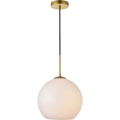 Living District LD2225BR Baxter 12'' Wide Pendant, Brass/Frosted White