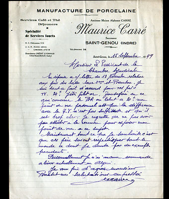 SAINT-KNOU (36) PORZELLANFABRIK / SPIELZEUGSERVICE ''Maurice CARRE'' 1949
