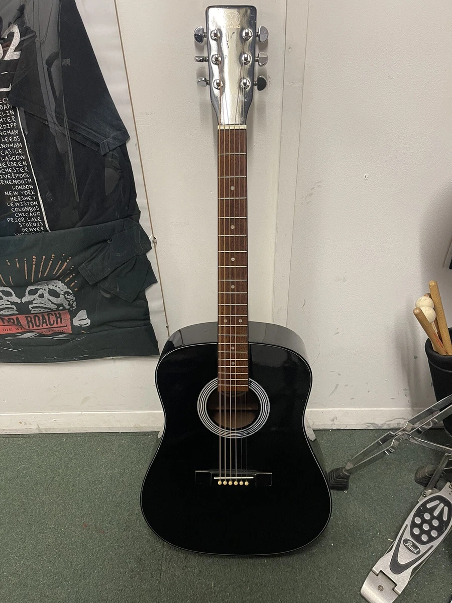 Hondo H124B Acoustic 4 4 Guitar Dreadnought Black 6string 80s 90