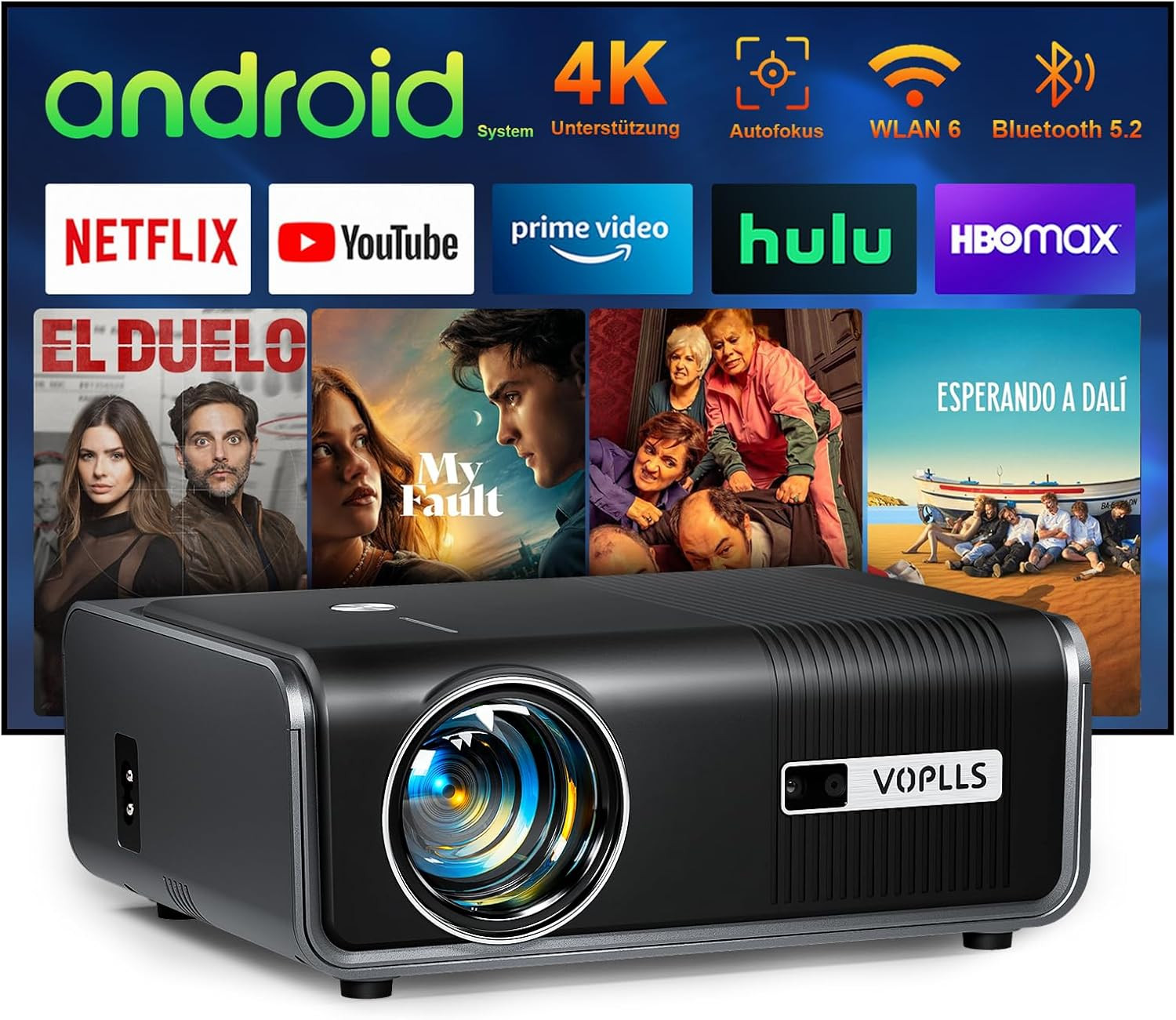 Vidéoprojecteur sans Réglage Manuel Projecteur Vidéo 4 avec Keystone Automatique