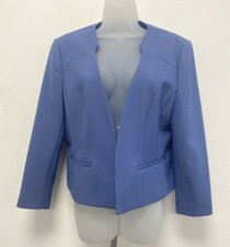 Linea Uk16 Eur44 Us12 Blue Non-fastening Lined Long-sleeved Jacket