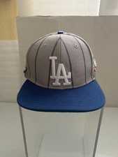 NWOT Cooperstown Collection Deluxe L A Dodgers Grey Pinstripe RARE Baseball Cap