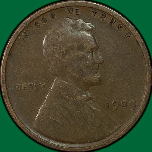 1909-VDB Lincoln Wheat Cent Very Fine VF Coin #37517