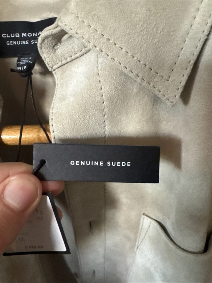 Chaqueta Camisa Club Monaco 100% Gamuza Genuina Para Hombre Mediana  Foto 3 de 4