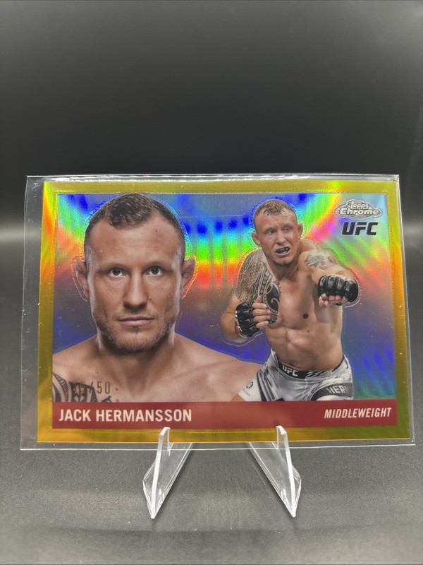 2025 Topps Chrome UFC - 1955 Topps Jack Hermansson #55T-7 Gold Refractor /50