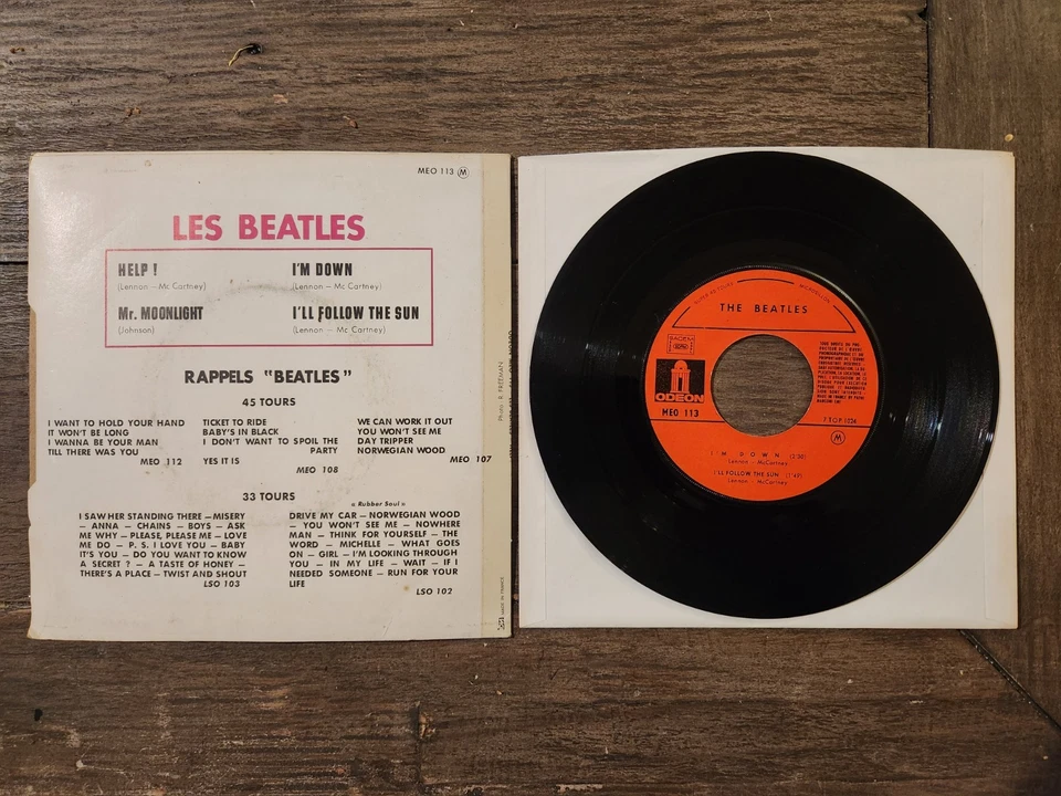 Les Beatles France EP 45 Help & I Want To Hold Your Hand Odeon MEO 112 113 P/S - Image 2 of 3