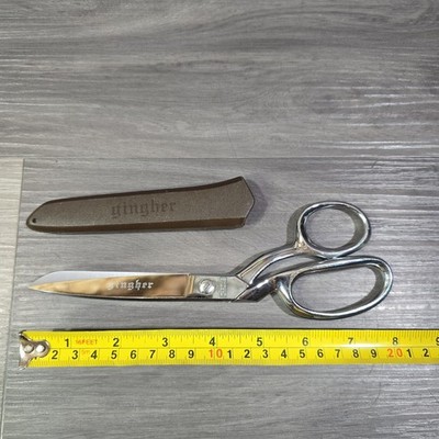 Vintage Gingher 8 Inch Shears Scissors Chrome Brazil Germany Sheath
