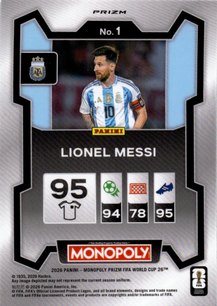 2026 Panini Prizm FIFA World Cup #1 Lionel Messi Four Corners Green Wave Prix view 2
