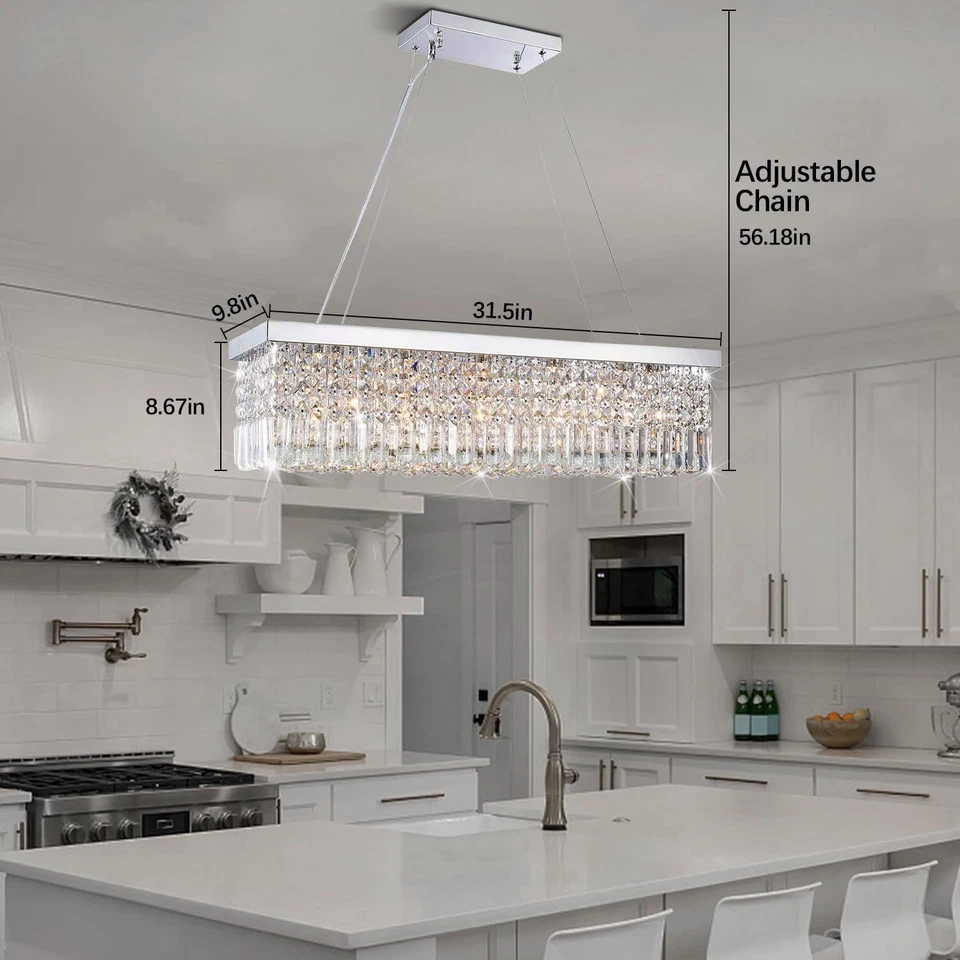 Lámparas rectangulares para comedor, modernas lámparas de lluvia, colgantes... Foto 4 de 4