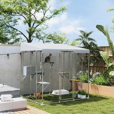 PawHut 79" Large Catio, Galvanized Steel Outdoor Cat Enclosure with Canopy