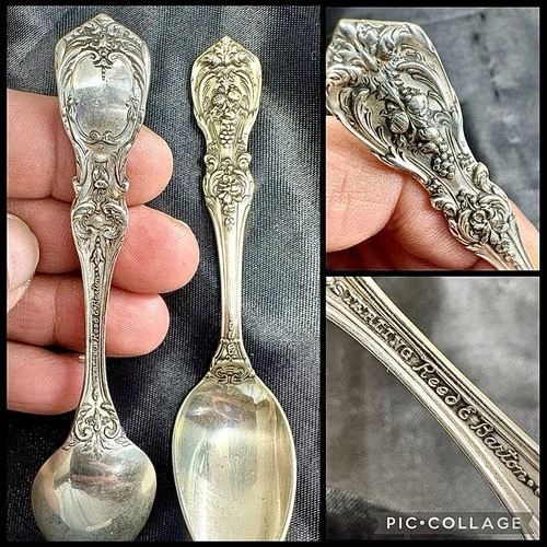 Antique Reed & Barton Francis I Sterling Silver Demitasse Spoon Pair 4¼