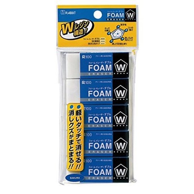 Sakura Color Foam Eraser W 5P RFW100-5P Free Shipping with Tracking# New Japan