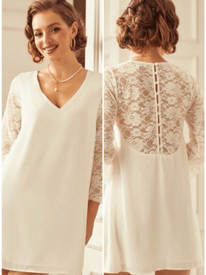 Modcloth Blushing With Bliss Cream Lace-Back Shift Dress M NWT