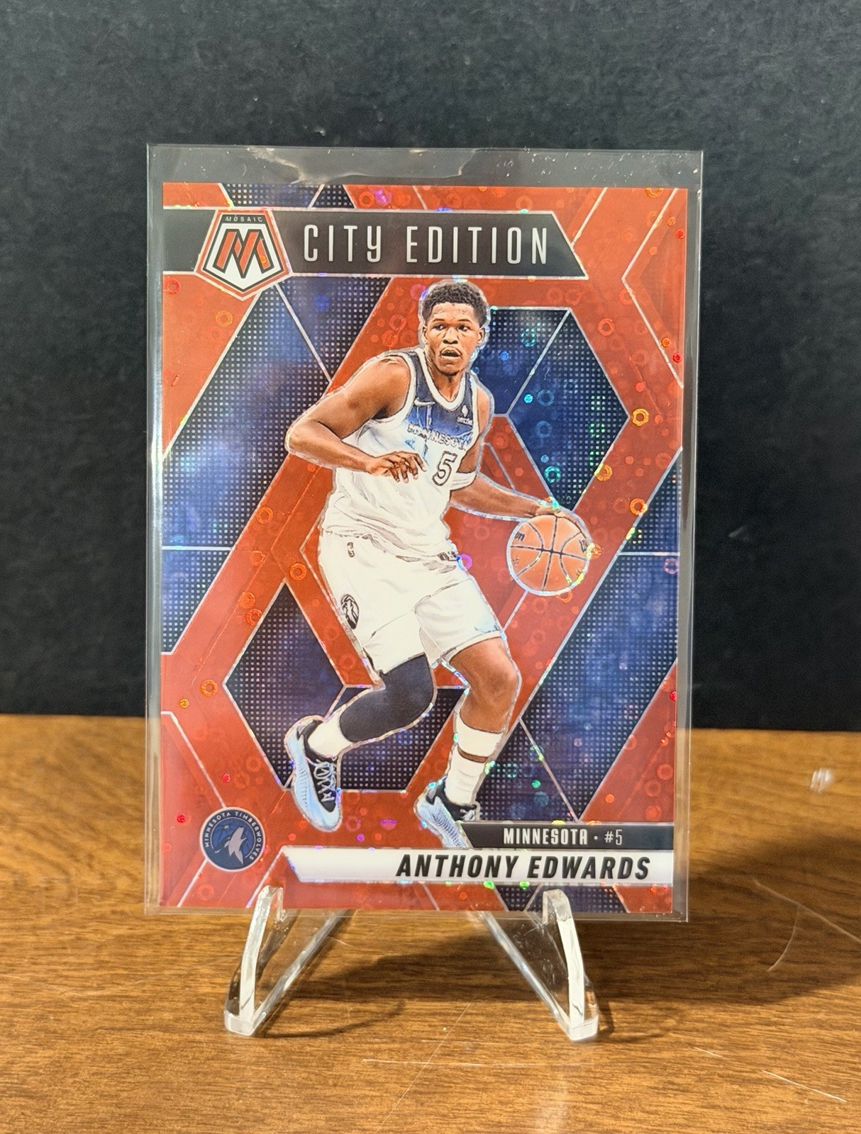 2024-25 Panini Mosaic Fast Break Anthony Edwards City Edition Red Prizm /99