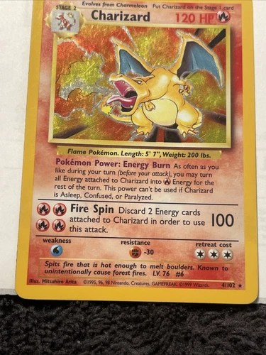 Pokémon TCG Charizard Base Set 4/102 Holo 1999-2000 Wizards Base Set...