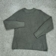 Lululemon Sweater Womens 4 Green Merino Wool Blend Ribbed Crew Neck Pullover