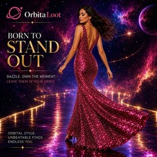 Morgan & Co Dress Sz 7 Fuchsia Sequin Deep V Open Back Formal Gown NWT