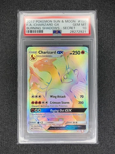 Pokemon Charizard GX 150/147 Secret Rare 2017 Burning Shadows PSA 10 GEM MINT