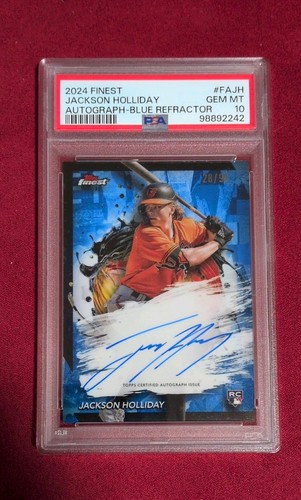 2024 Topps Finest Jackson Holliday Blue Refractor On Card Auto #28/99 PSA 10 RC