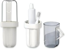 Toothbrush Travel Case, 2-in-1 Portable Toothbrush Holder with Leak-Proof Tray