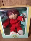 1985 Cabbage Patch Boy Doll Dark Brown Hair Looped New Red Pajamas and Shoes