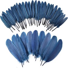 iHUFeather 270pcs Navy Blue Goose Feathers for Crafts 2 Styles 4-7