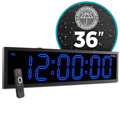 Ivation 36'' Waterproof Large Digital Clock, Outdoor LED Clock with Alarms & More