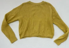 Wild Fable Cotton Sweater Small Yellow Womens Long Sleeve Crew Neck