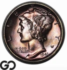 1941-S Mercury Dime, Full Split Bands, Eye-Appealing Superb Gem BU++, Color