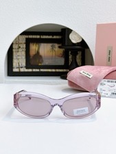 Miu Miu SMU14ZS Transparent Light Purple Oval Women Sunglasses New With Case