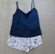 Adore Me Womens M Navy Lace Cami Shorts Pajama Set Moon Stars Sleepwear