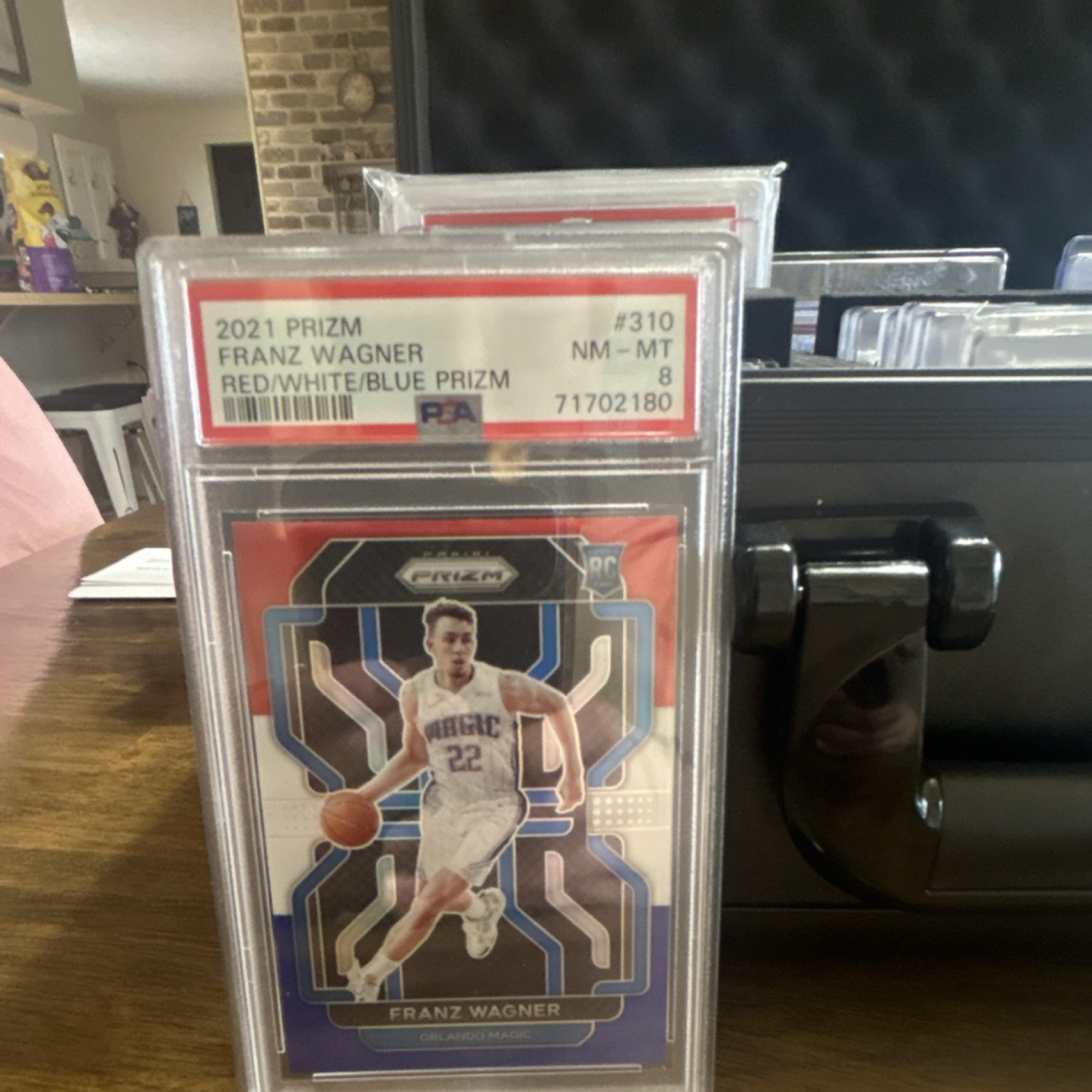 panini prizm franz wagner 2021-22 #310 red white & blue rookie psa 8