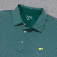Masters Tech Polo Shirt Men XL Green Stripes Augusta National Golf Short Sleeve