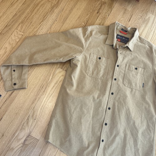 Camicia Eddie Bauer uomo taglia XL alta cammello marrone flanella vestibilità classica Mountain Ops - Foto 3 di 7