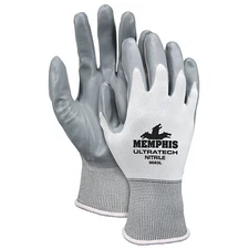 Memphis Ultra Tech Gray Nitrile Safety Gloves Size Large 1 Pair