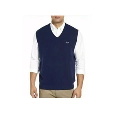 Vineyard Vines Men's Merino Wool Blend Sweater Vest L Navy Old Money Preppy Golf