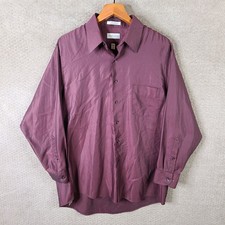 Van Heusen Shirt Mens L Burgundy Wrinkle Free Button Down Long Sleeve Broadcloth