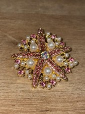 Starfish Brooch Pin Gold Tone Textured Beach Nautical Vacation Coastal