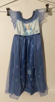 Disney Frozen Princess Dress Elsa Sparkly Snowflake Costume Nightgown Cosplay 2T