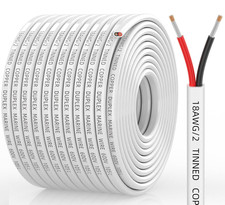 18 Gauge Marine Wire, 18/2 Duplex Marine Grade Cable, IP68 Waterproof/Oxygen-Fre