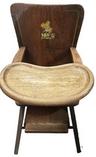 Antique Vintage Wooden Baby Feeding High Chair Swing Tray