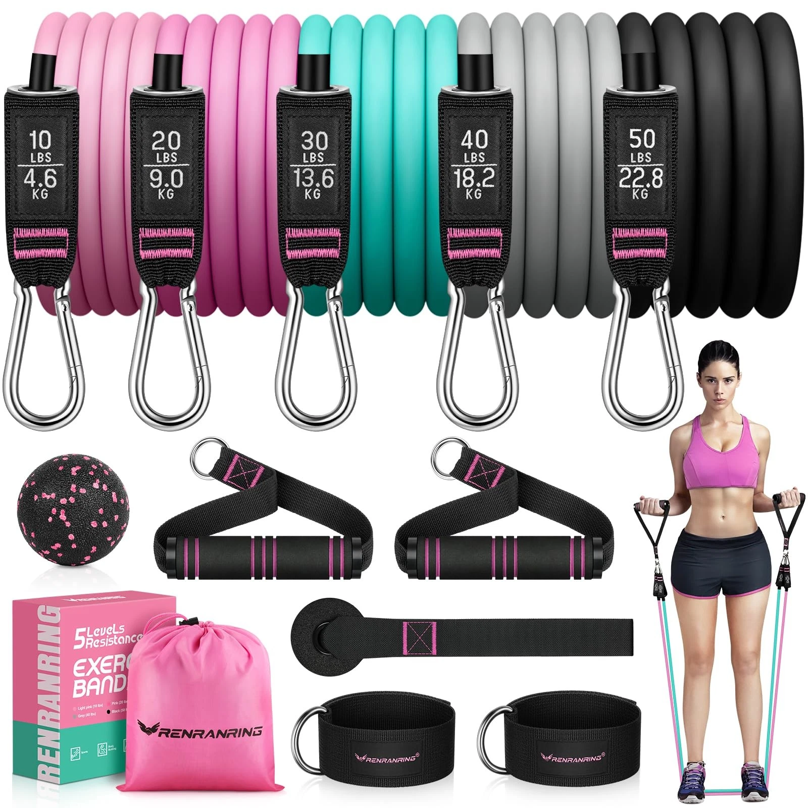 Resistance Bands for Working Out, 150LBS Exercise Bands, Workout Bands, Resis...