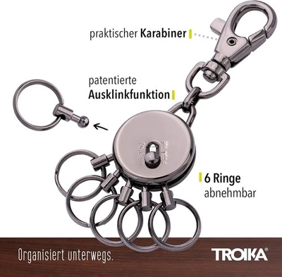 PATENT Schlüsselanhänger, SCHLÜSSELHALTER, Karabiner, anthrazit , TROIKA - Basic