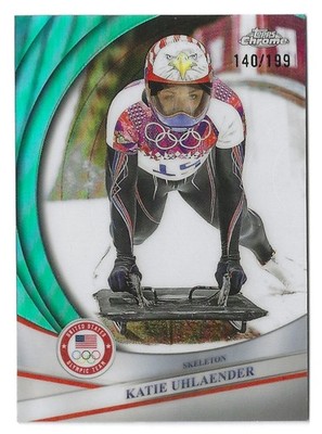 2026 Topps Chrome Winter Olympics #62 Katie Uhlaender Aqua Refractor #'d 140/199