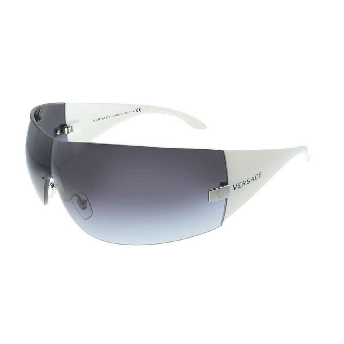 Versace VE 2054 10008G Silver Plastic Shield Sunglasses Grey
