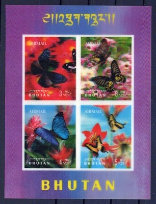 Bhutan 95-95G, 95Ch-95Gi MNH 3-Dimensional Butterflies Insects