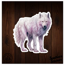 White Pink Wolf - Vinyl Decal Sticker - Car Window Laptop - ebn11971