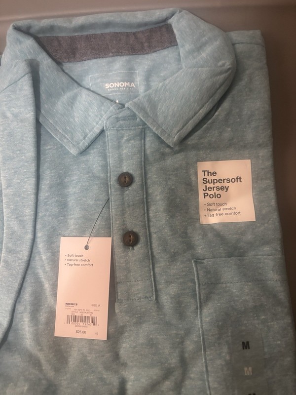 Men's Short Sleeve - 3 Button Front Polo - NWT - Size Medium Blue